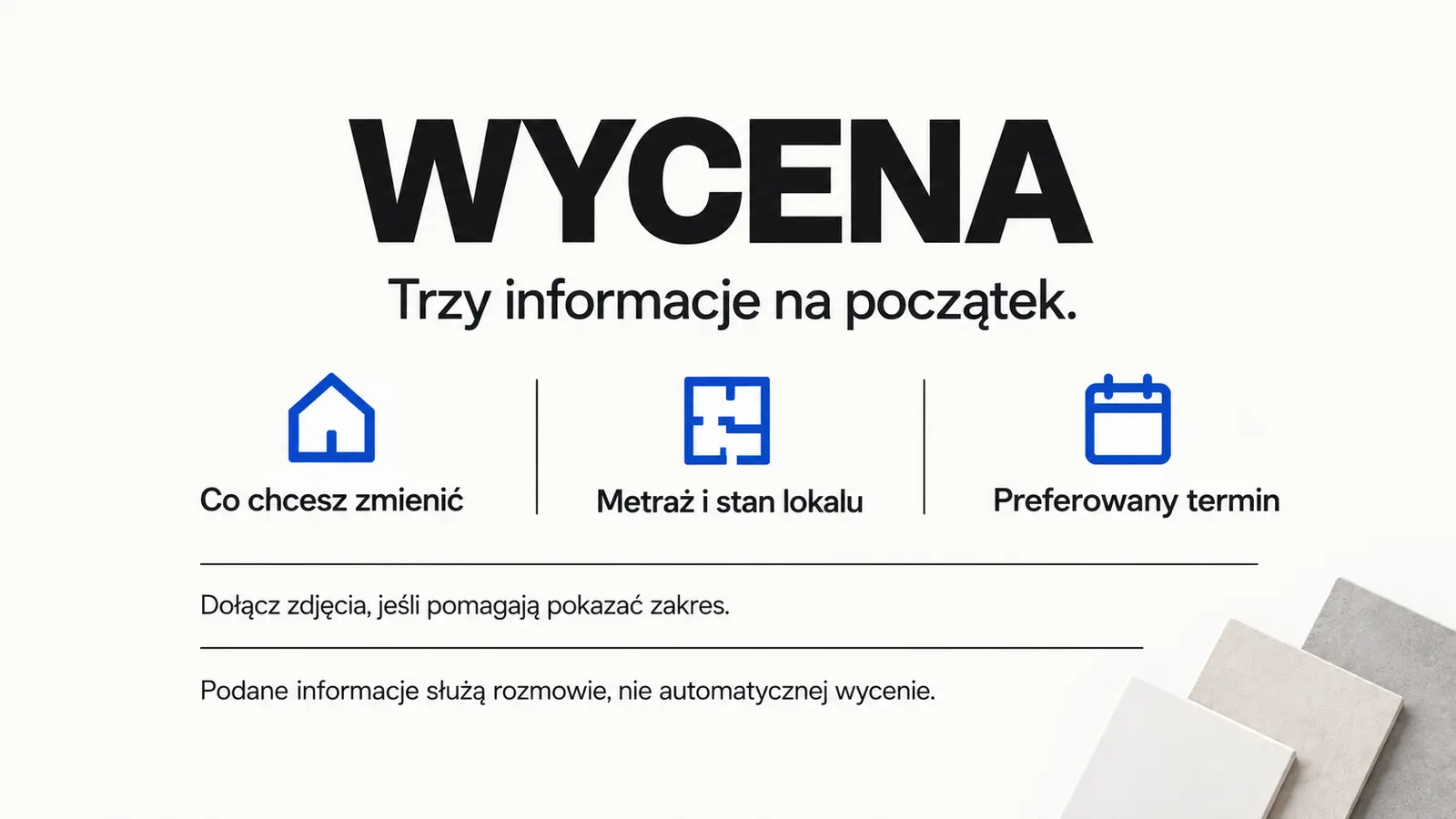 Projekt szablonu Nowoczesny dla firmy remontowej — sekcja Przygotowanie wyceny