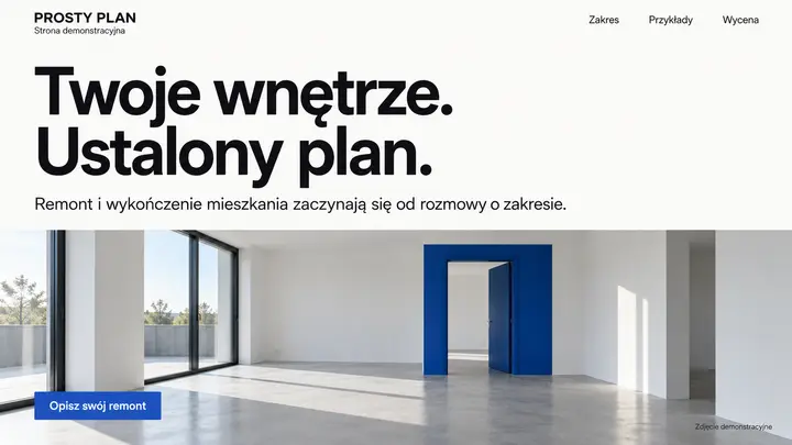Projekt szablonu Nowoczesny dla branży Firma remontowa — pierwszy ekran