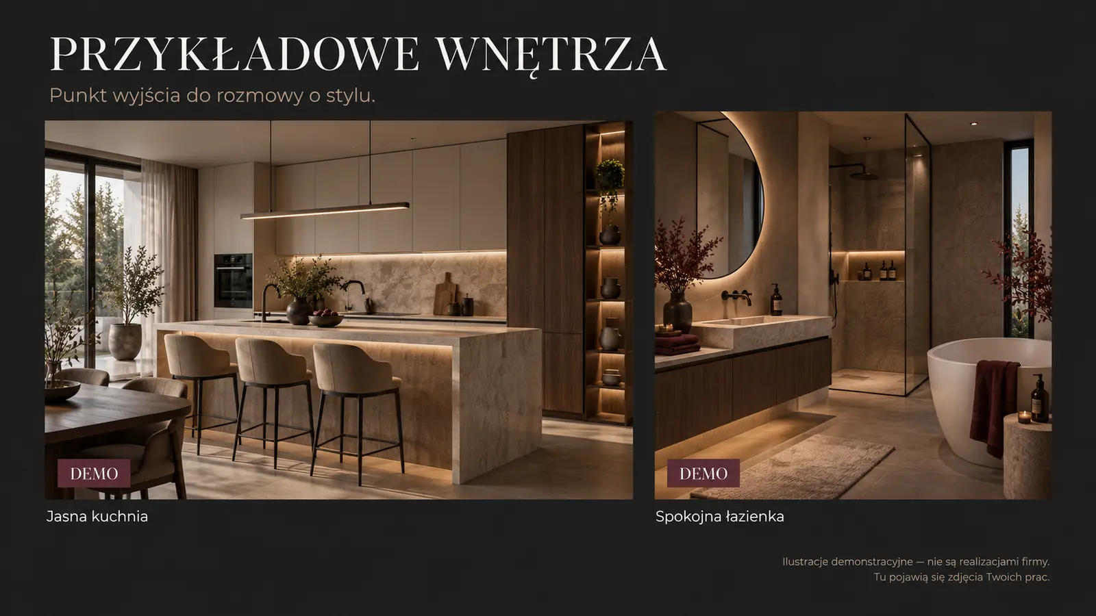Projekt szablonu Premium dla firmy remontowej — sekcja Wnętrza