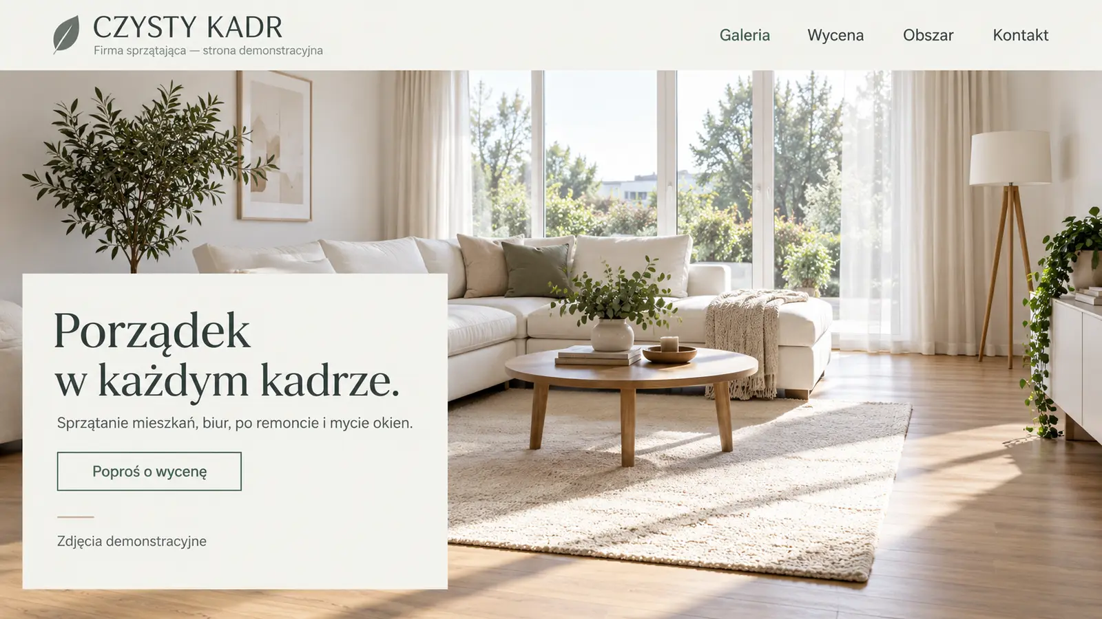 Projekt szablonu Galeria dla firmy sprzątającej — sekcja Galeria otwarcia
