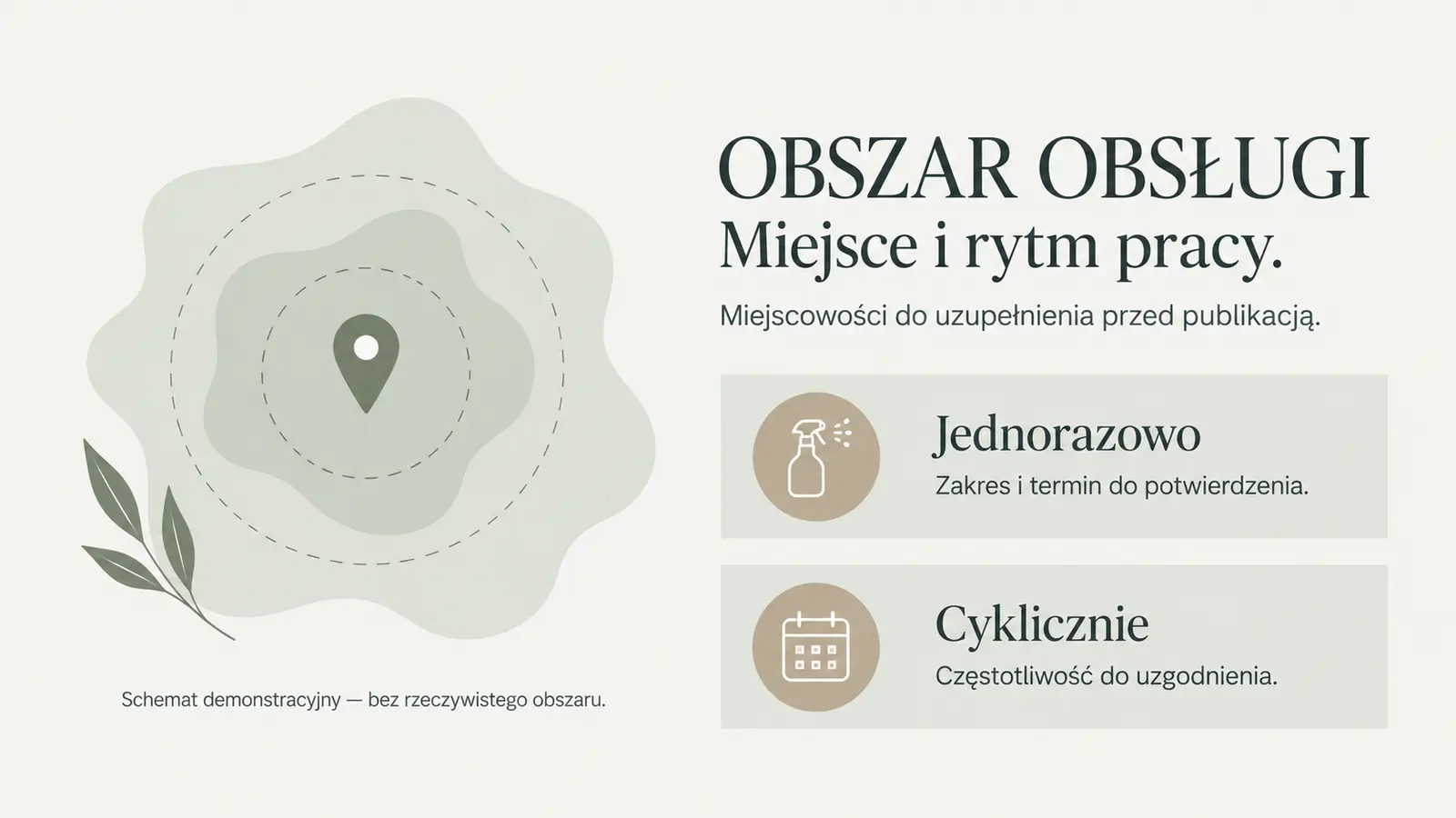 Projekt szablonu Galeria dla firmy sprzątającej — sekcja Obszar i częstotliwość