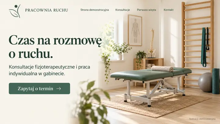 Projekt szablonu Klasyczny dla branży Fizjoterapeuta — pierwszy ekran