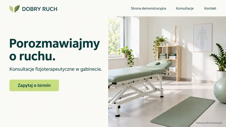Projekt szablonu Wizytówka dla branży Fizjoterapeuta — pierwszy ekran