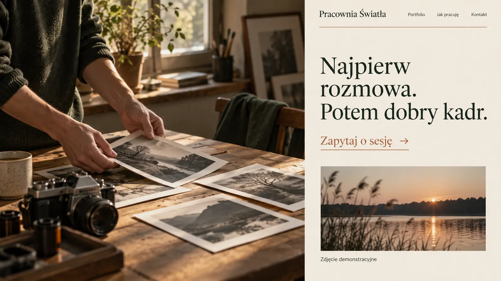 Projekt szablonu Ekspert dla fotografa — sekcja Pracownia