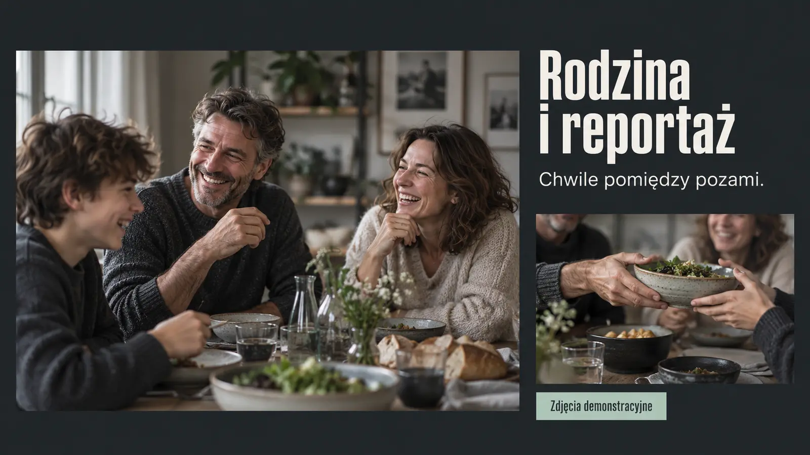 Projekt szablonu Galeria dla fotografa — sekcja Rodzina i reportaż