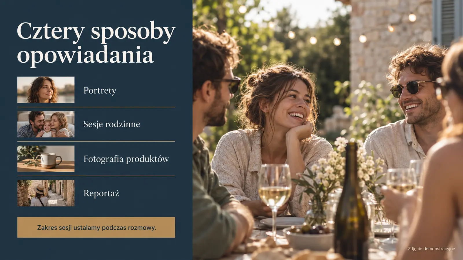 Projekt szablonu Klasyczny dla fotografa — sekcja Oferta