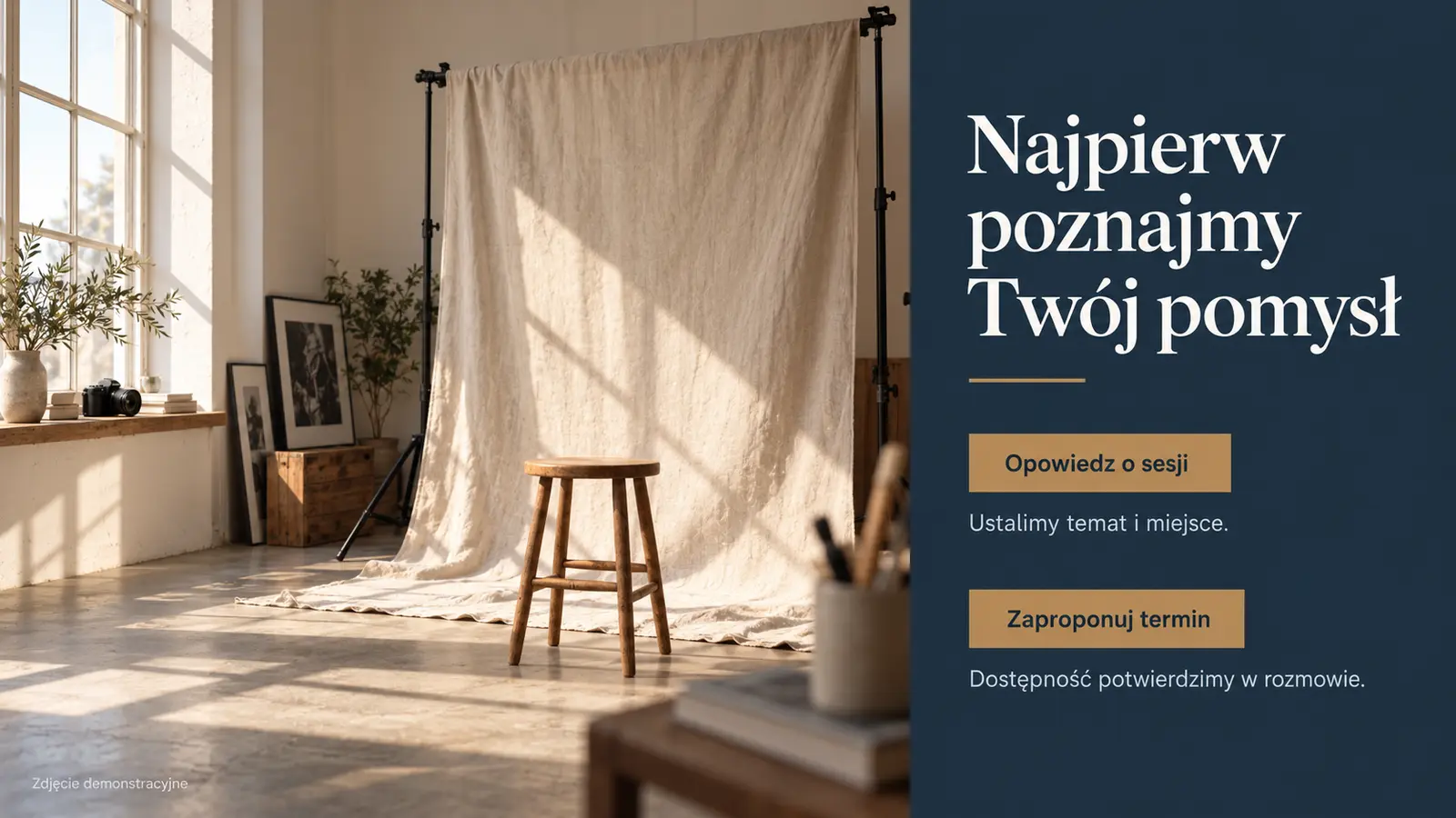 Projekt szablonu Klasyczny dla fotografa — sekcja Przed sesją