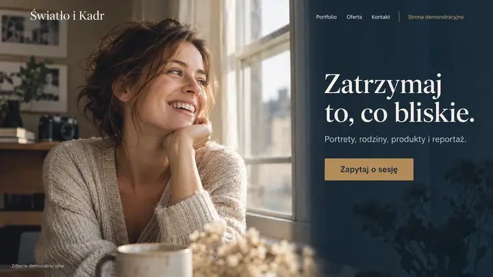 Projekt szablonu Klasyczny dla branży Fotograf — pierwszy ekran