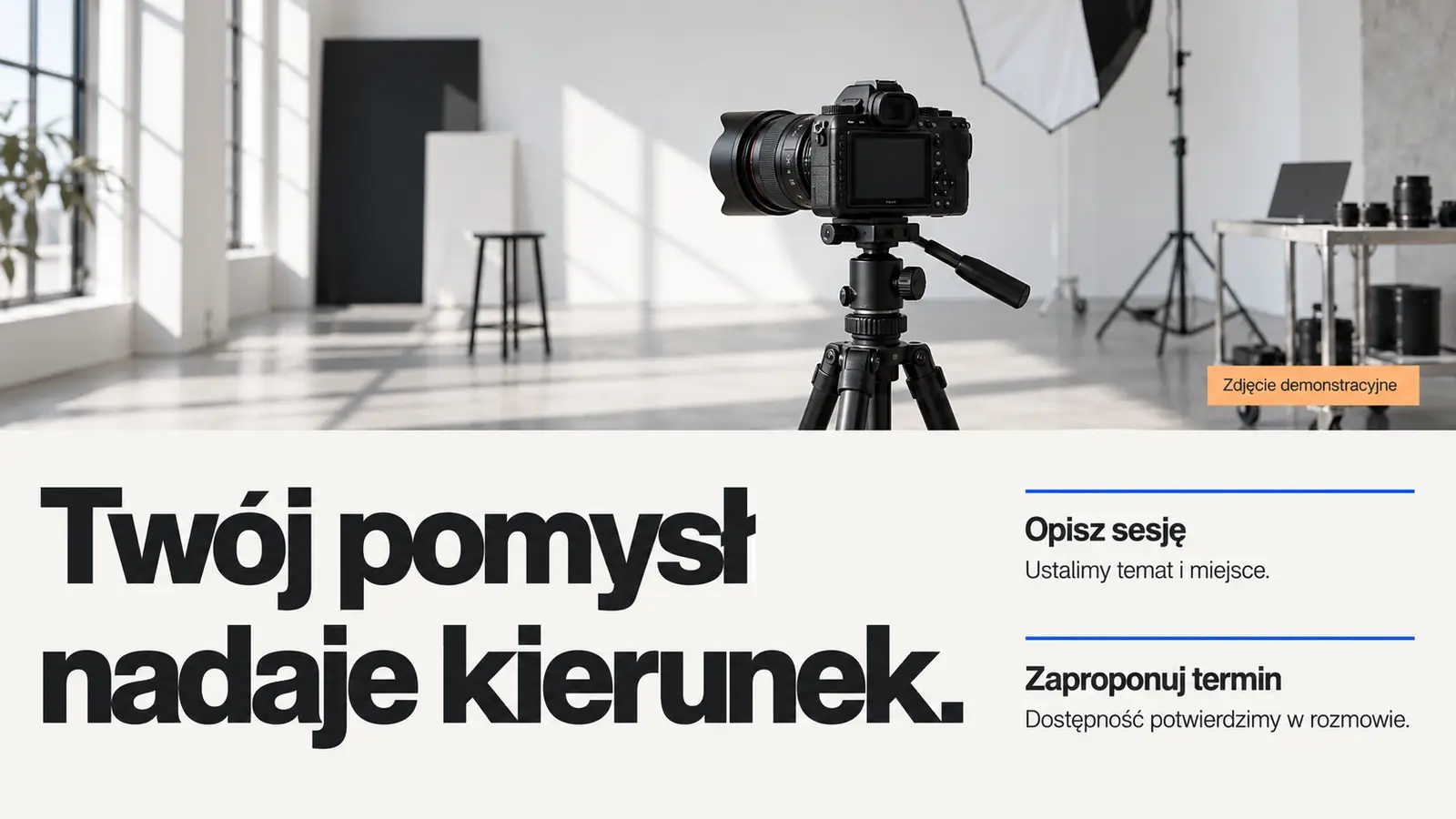 Projekt szablonu Nowoczesny dla fotografa — sekcja Ustalenia