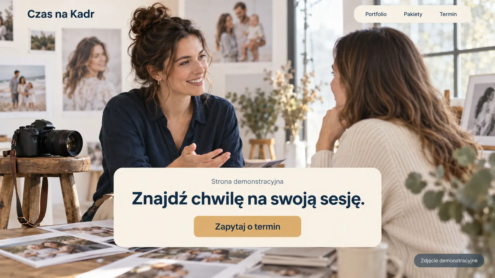 Projekt szablonu Rezerwacje dla fotografa — sekcja Zapytanie o termin