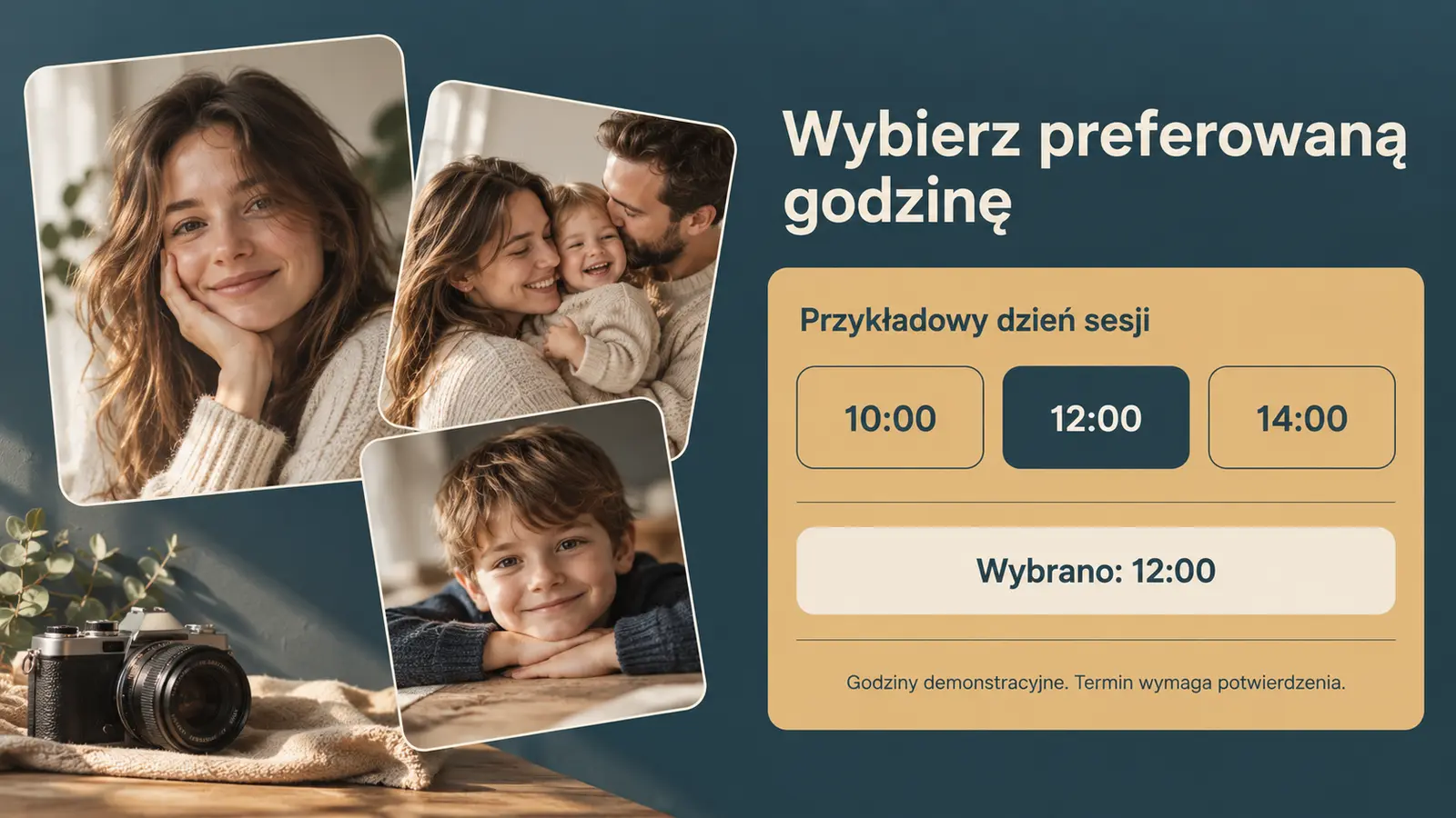 Projekt szablonu Rezerwacje dla fotografa — sekcja Preferowany termin