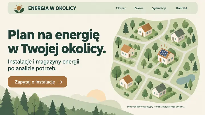 Projekt szablonu Lokalny dla branży Fotowoltaika — pierwszy ekran
