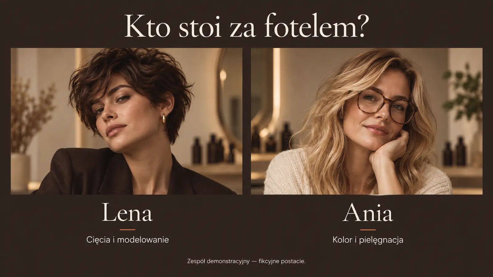 Projekt szablonu Galeria dla fryzjera — sekcja Zespół