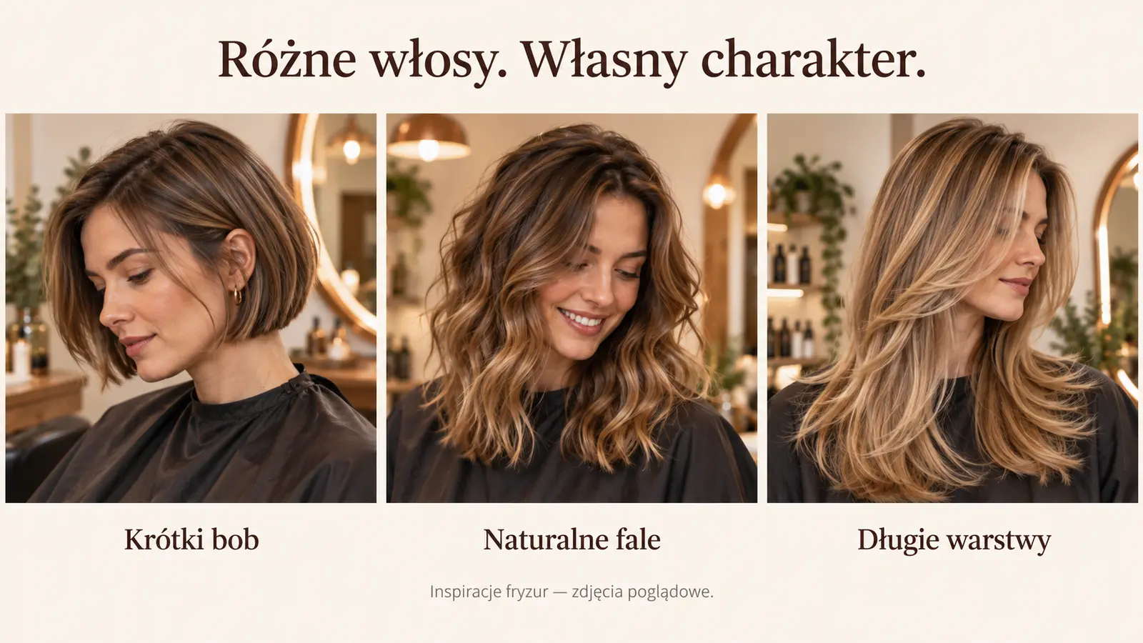 Projekt szablonu Klasyczny dla fryzjera — sekcja Galeria fryzur