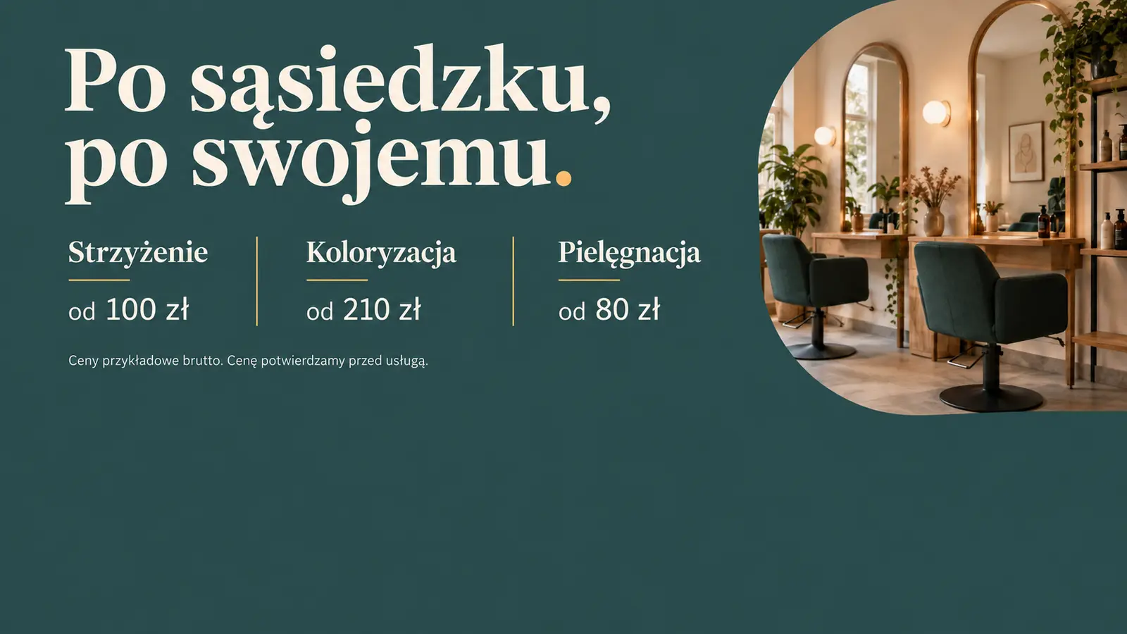 Projekt szablonu Lokalny dla fryzjera — sekcja Usługi i ceny