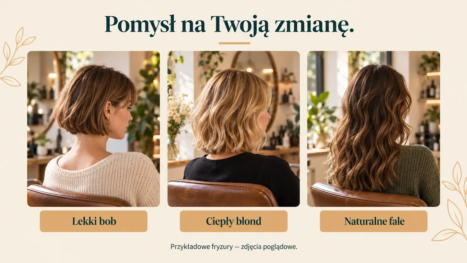Projekt szablonu Lokalny dla fryzjera — sekcja Fryzury
