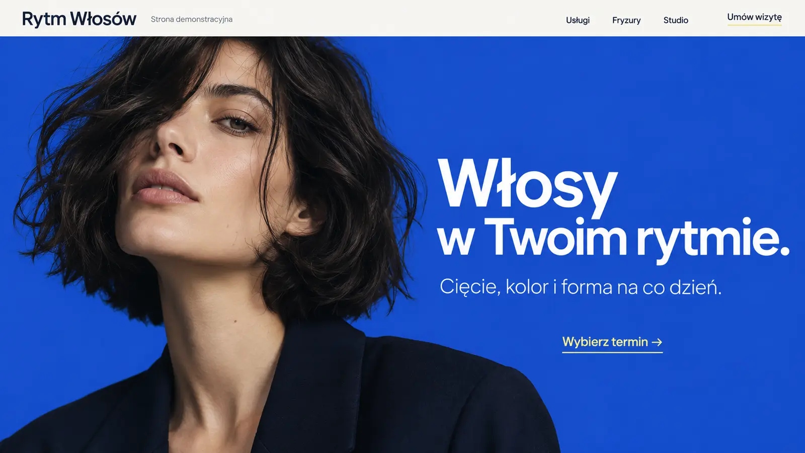 Projekt szablonu Nowoczesny dla fryzjera — sekcja Wyrazisty styl
