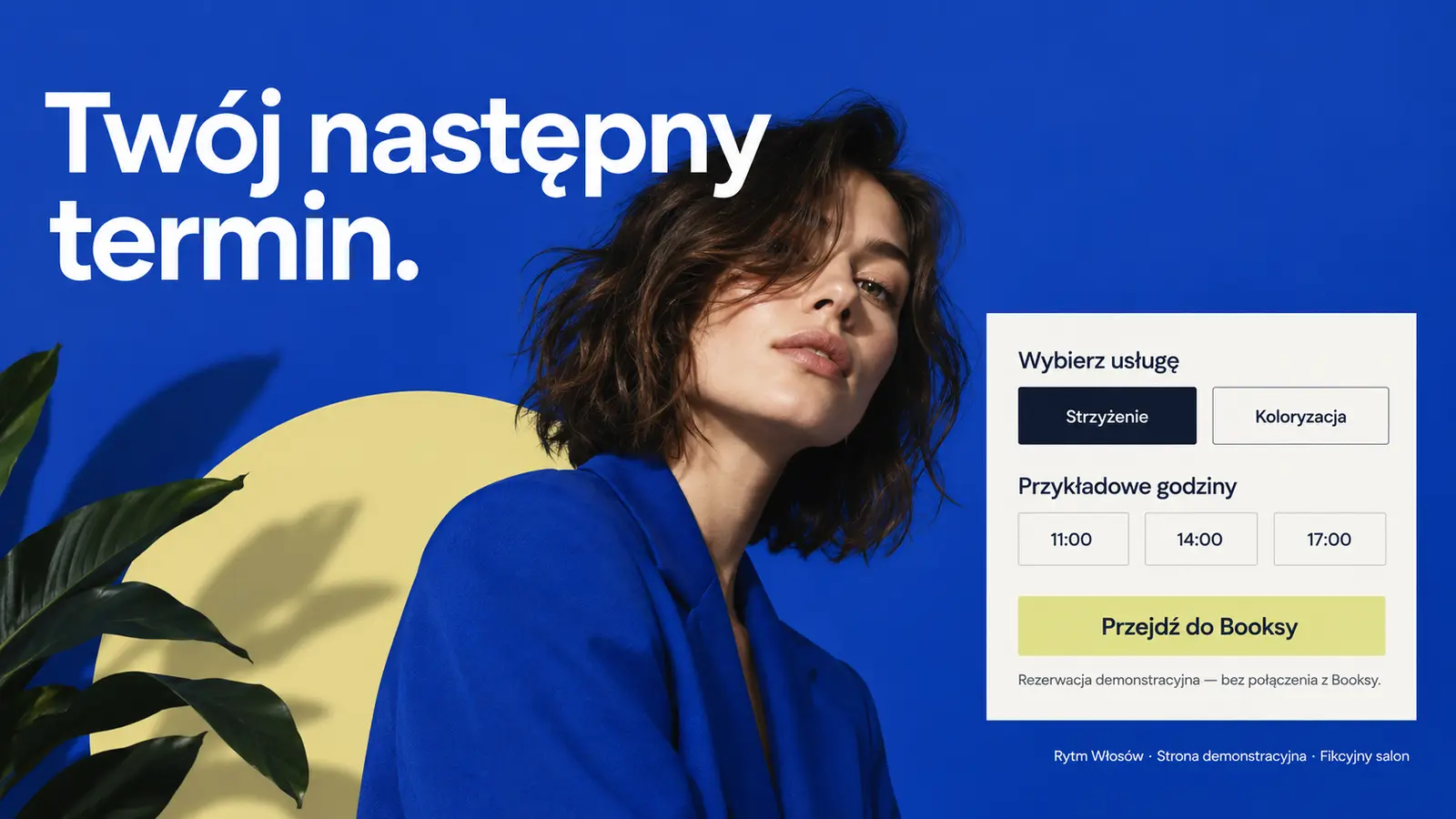 Projekt szablonu Nowoczesny dla fryzjera — sekcja Umówienie wizyty