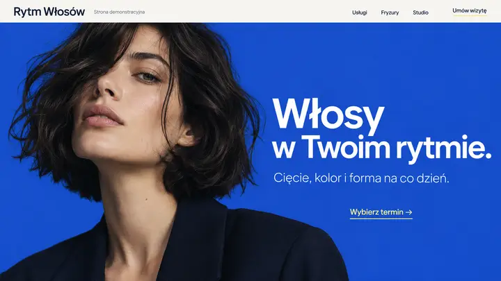 Projekt szablonu Nowoczesny dla branży Fryzjer — pierwszy ekran