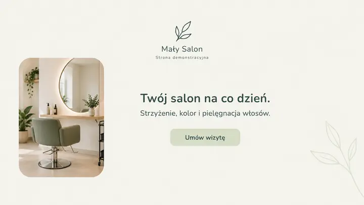 Projekt szablonu Wizytówka dla branży Fryzjer — pierwszy ekran