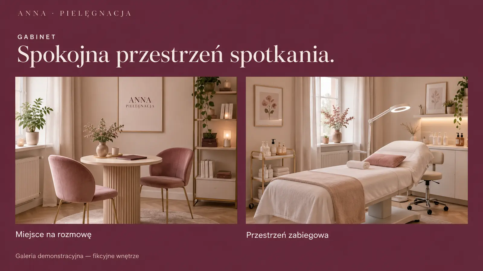 Projekt szablonu Ekspert dla gabinetu kosmetycznego — sekcja Galeria