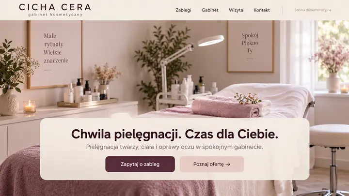 Projekt szablonu Klasyczny dla branży Kosmetyczka — pierwszy ekran
