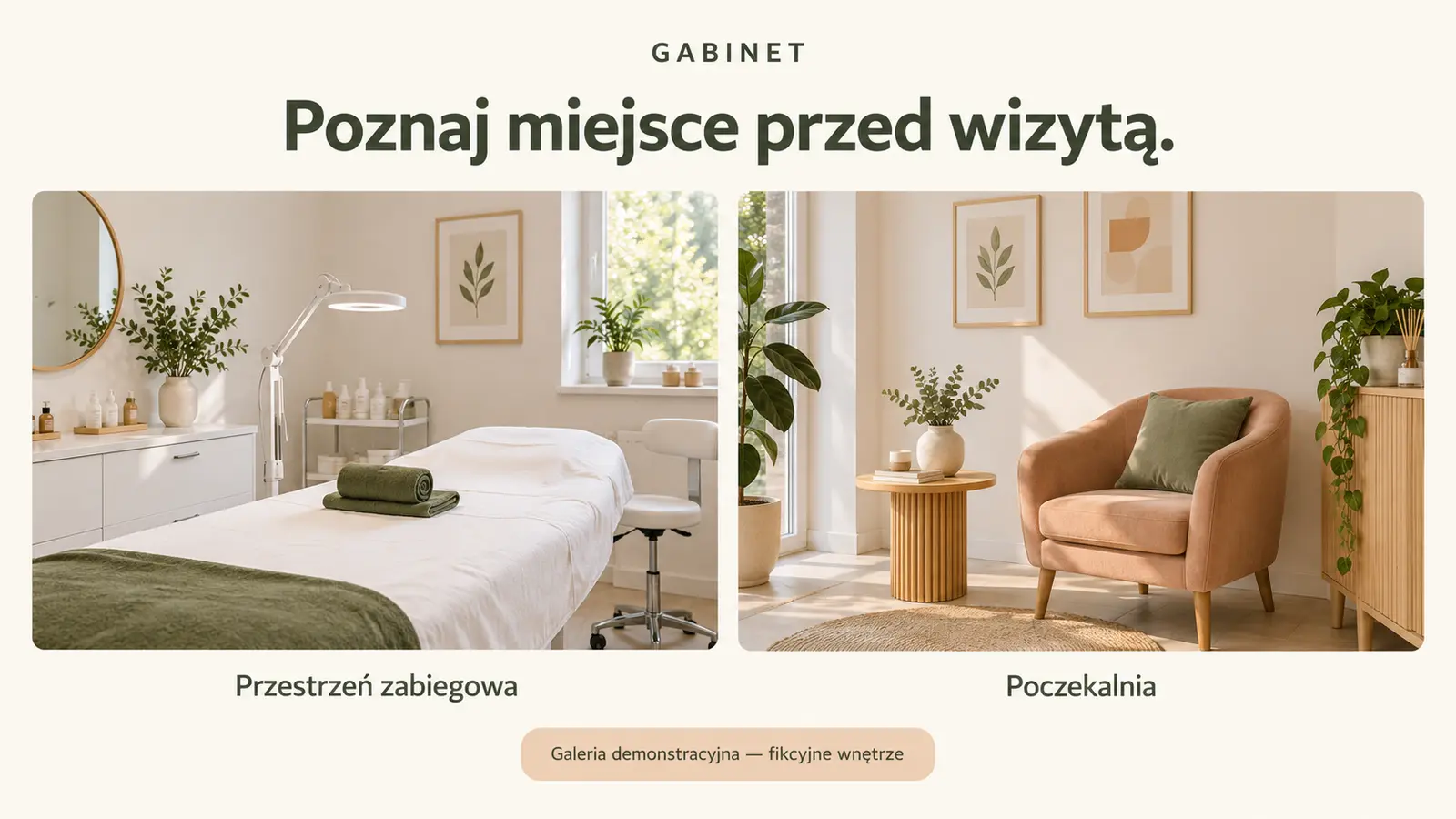Projekt szablonu Lokalny dla gabinetu kosmetycznego — sekcja Galeria gabinetu