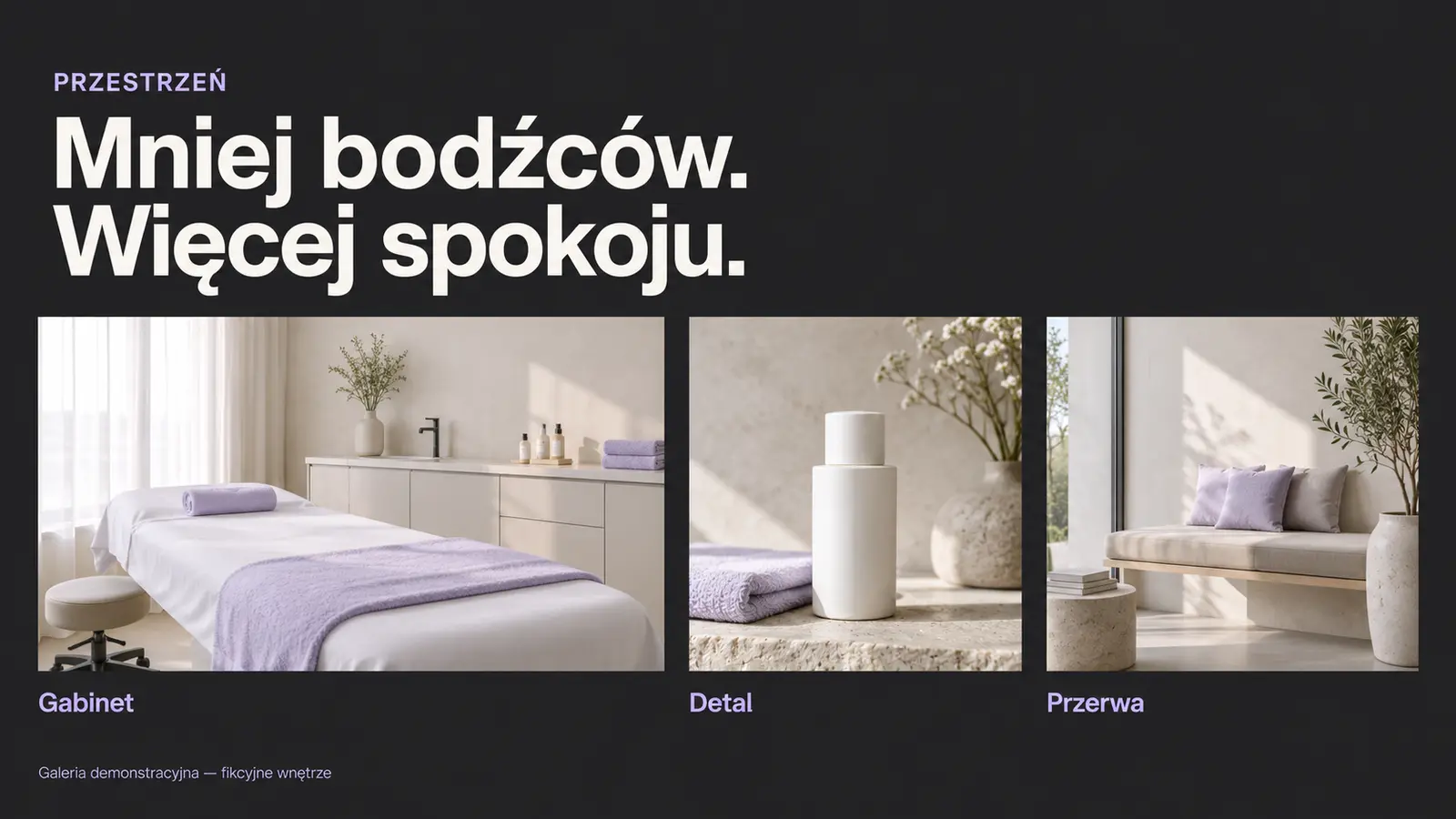Projekt szablonu Nowoczesny dla gabinetu kosmetycznego — sekcja Galeria