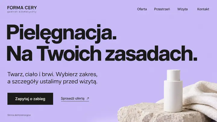 Projekt szablonu Nowoczesny dla branży Kosmetyczka — pierwszy ekran