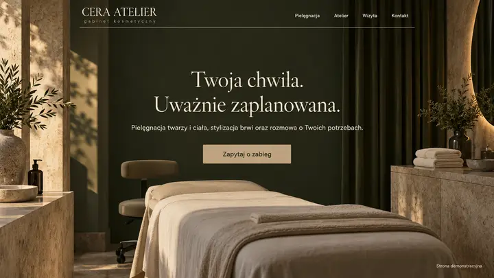 Projekt szablonu Premium dla branży Kosmetyczka — pierwszy ekran