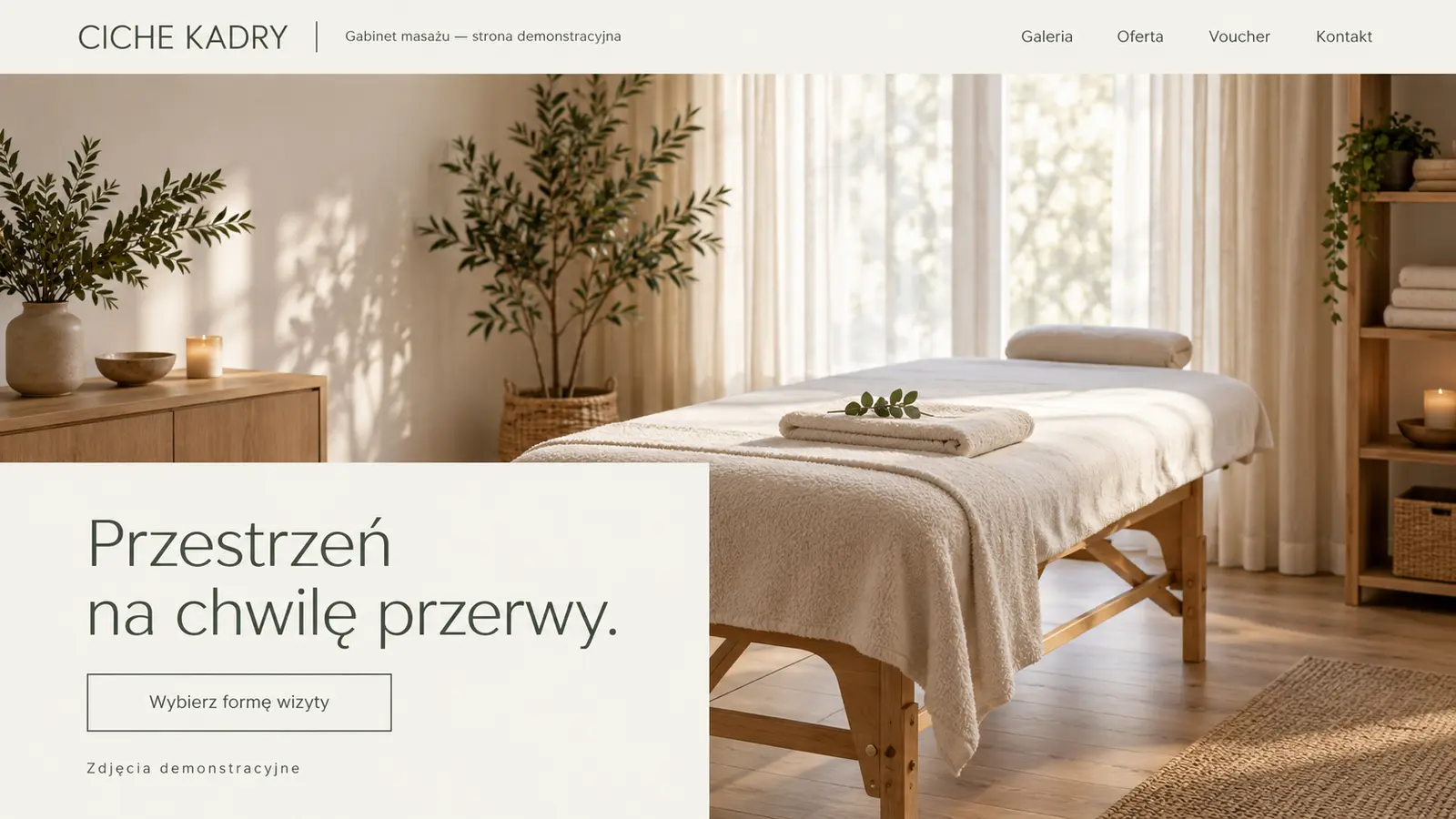 Projekt szablonu Galeria dla gabinetu masażu — sekcja Galeria otwarcia