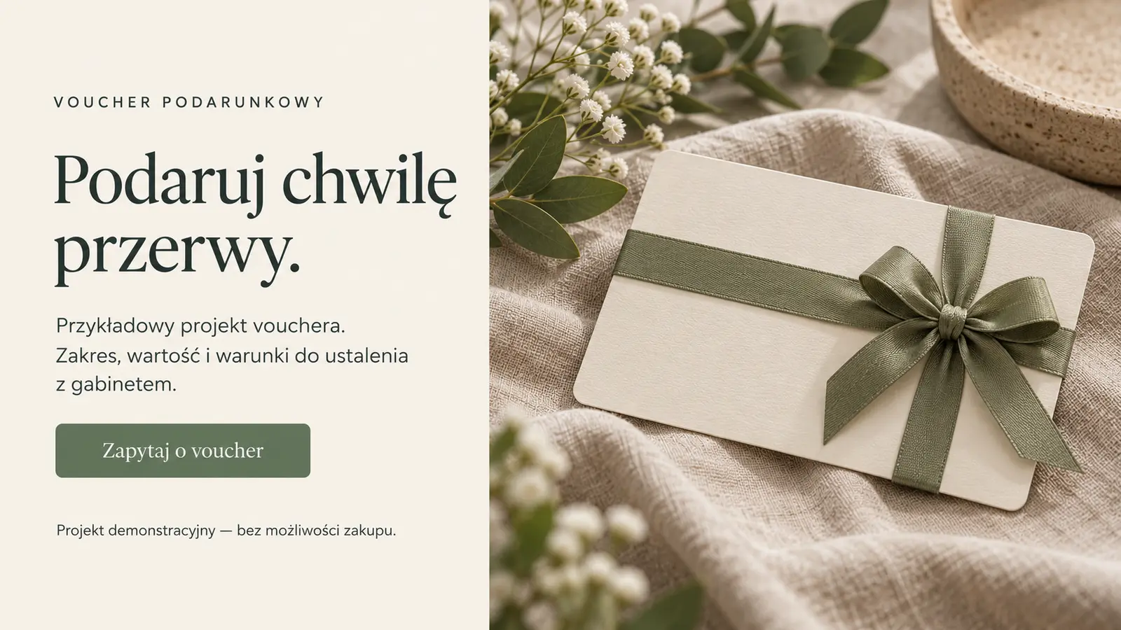 Projekt szablonu Klasyczny dla gabinetu masażu — sekcja Voucher