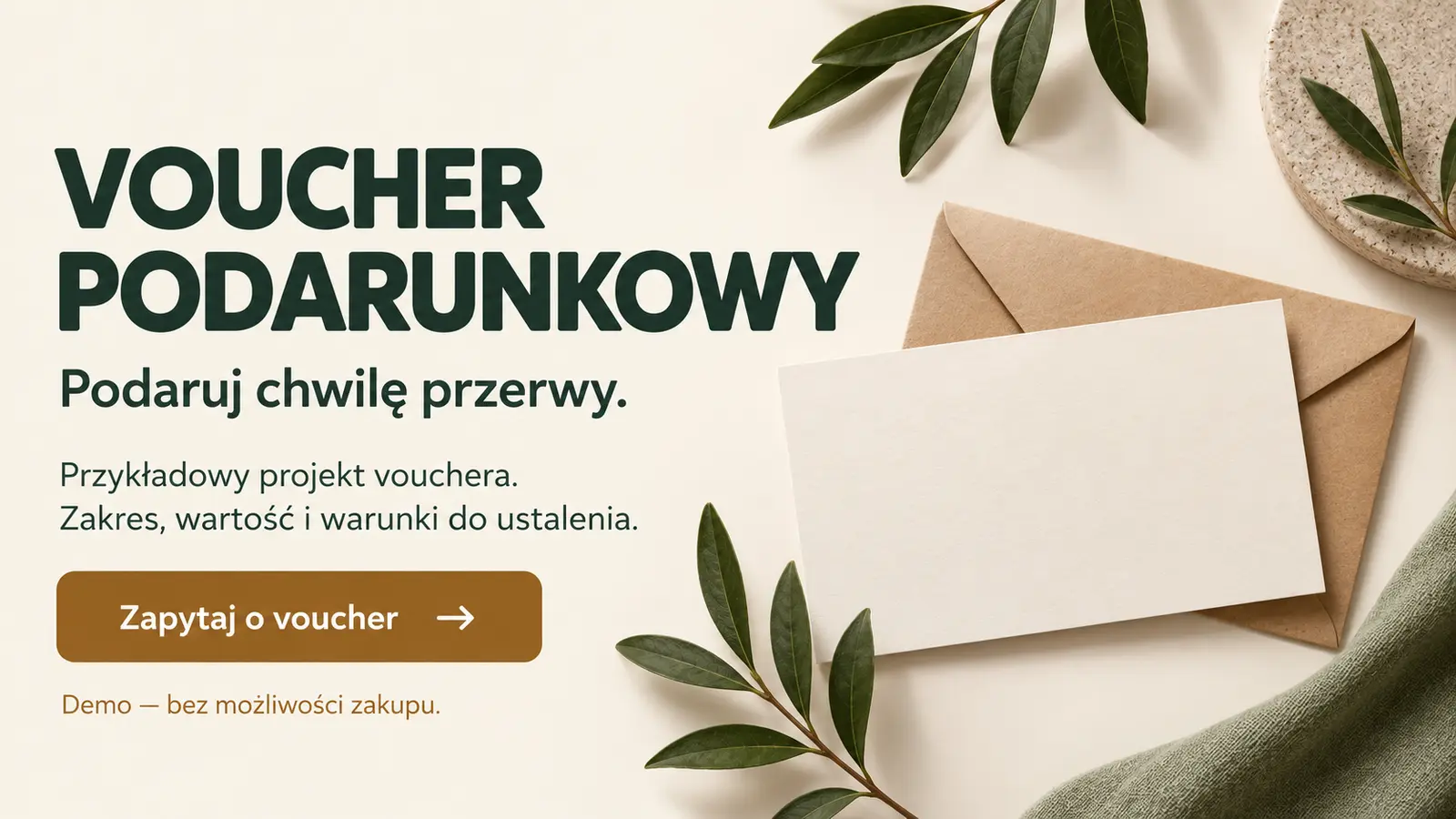 Projekt szablonu Lokalny dla gabinetu masażu — sekcja Voucher