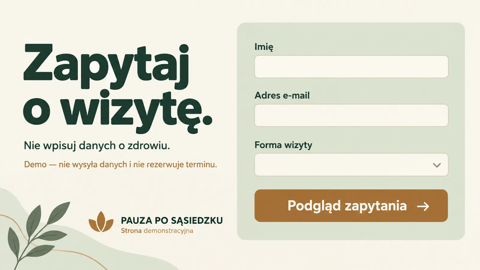 Projekt szablonu Lokalny dla gabinetu masażu — sekcja Lokalny kontakt