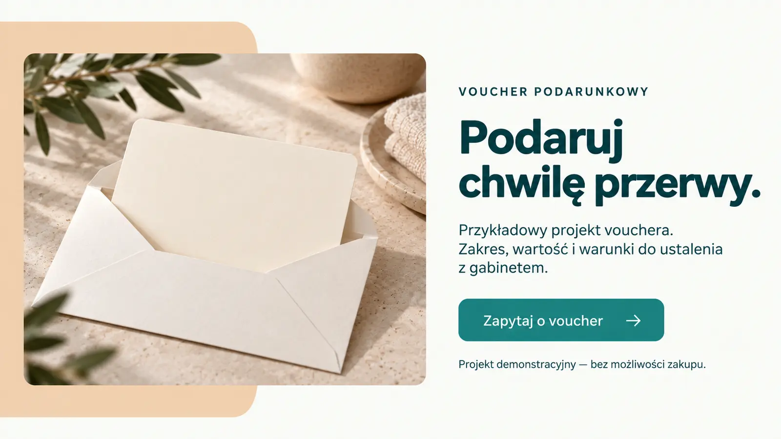 Projekt szablonu Nowoczesny dla gabinetu masażu — sekcja Voucher