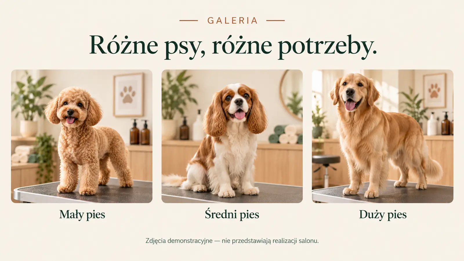 Projekt szablonu Klasyczny dla groomera — sekcja Galeria