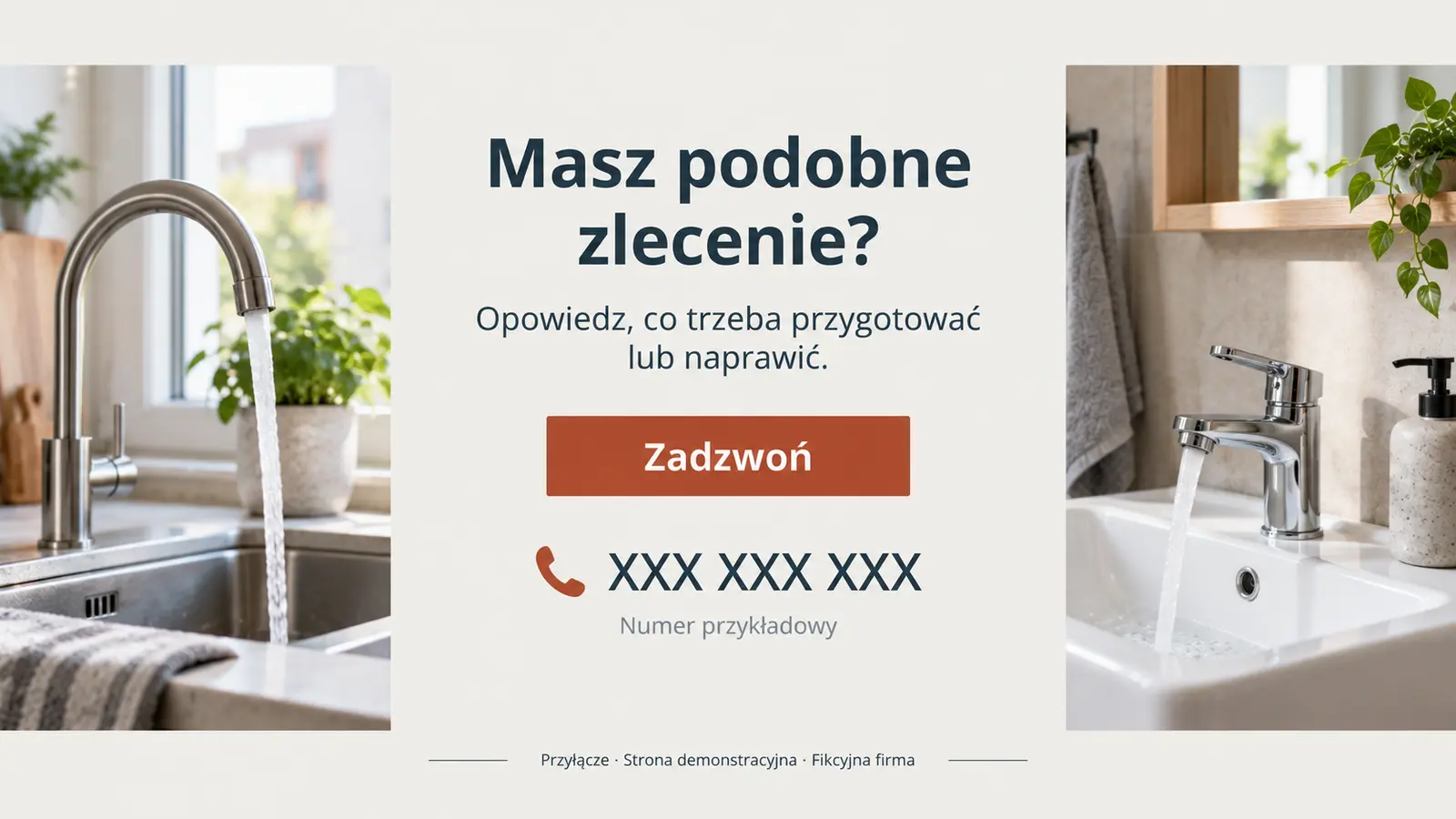 Projekt szablonu Galeria dla hydraulika — sekcja Zapytaj o swój projekt