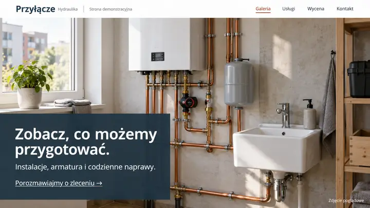 Projekt szablonu Galeria dla branży Hydraulik — pierwszy ekran