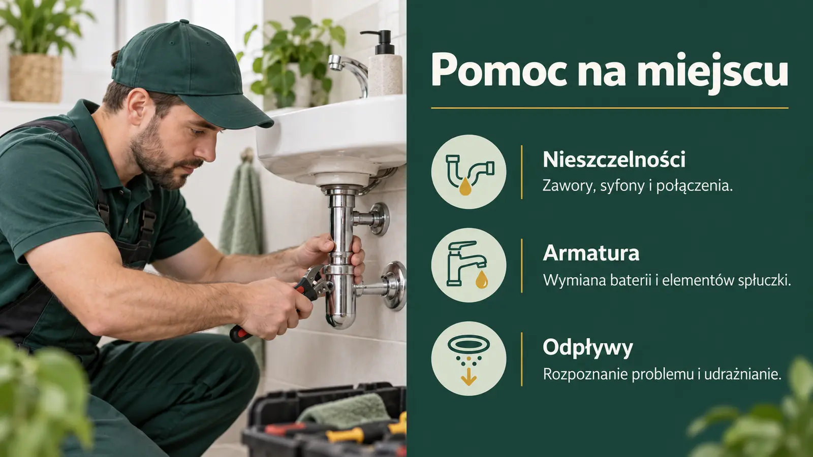 Projekt szablonu Lokalny dla hydraulika — sekcja Pomoc na miejscu
