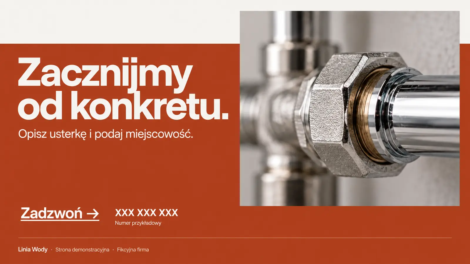Projekt szablonu Nowoczesny dla hydraulika — sekcja Kontakt