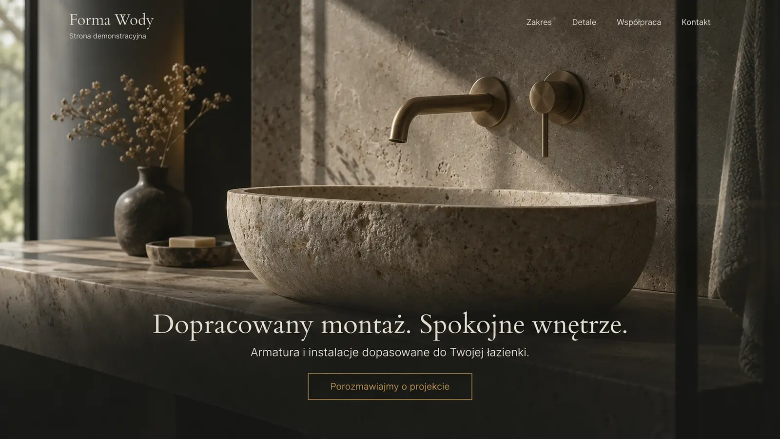 Projekt szablonu Premium dla hydraulika — sekcja Armatura i wnętrze