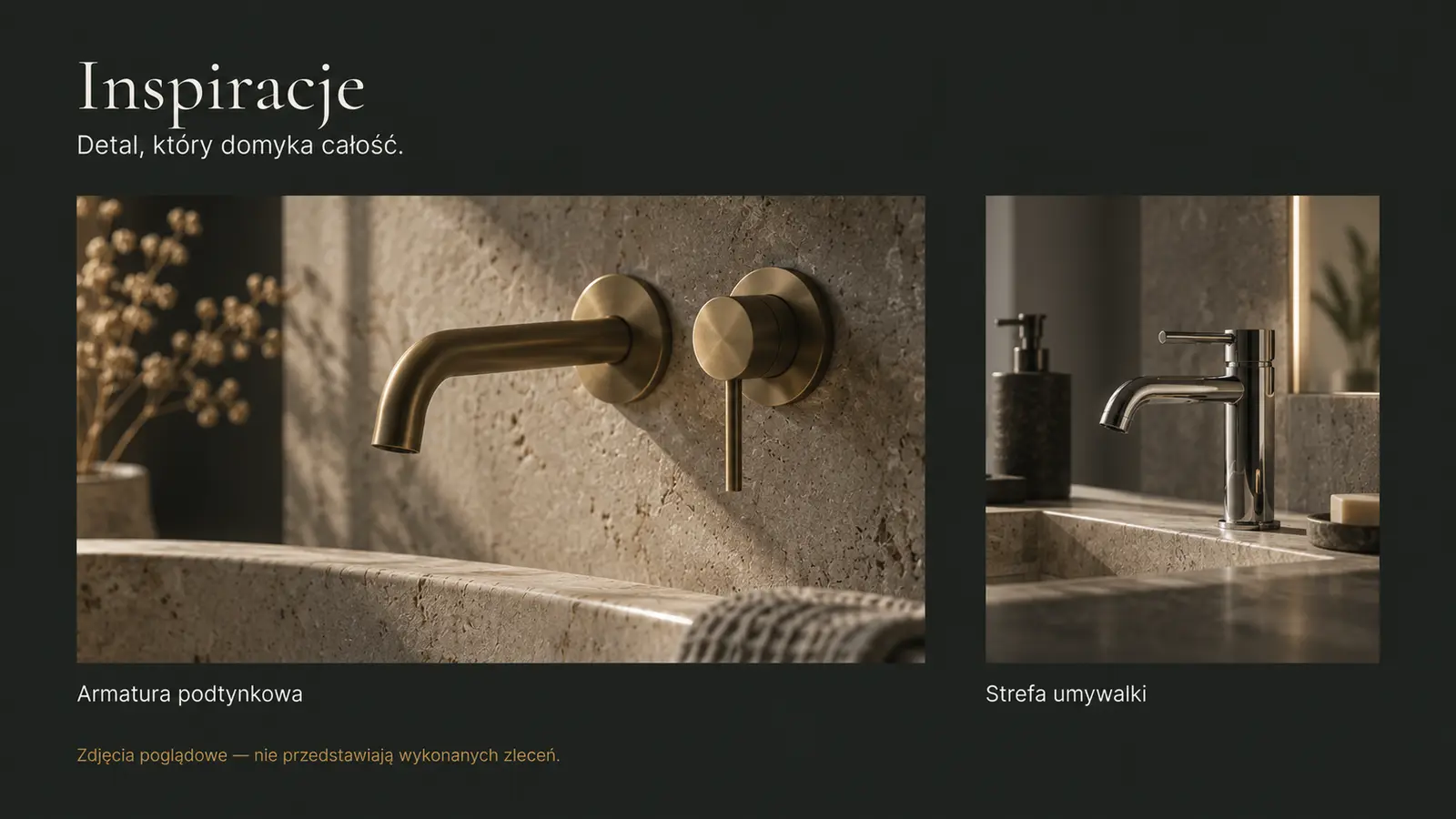 Projekt szablonu Premium dla hydraulika — sekcja Materiały i detale