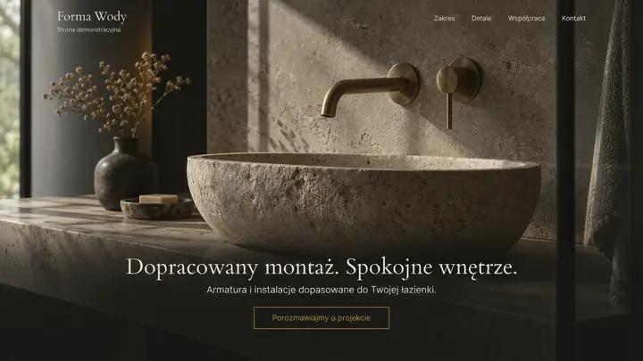 Projekt szablonu Premium dla branży Hydraulik — pierwszy ekran