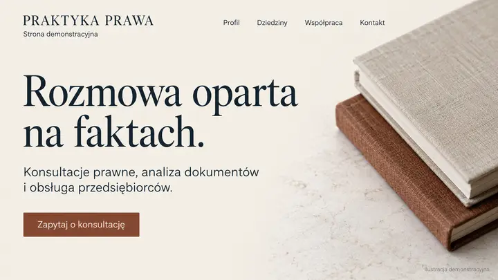 Projekt szablonu Ekspert dla branży Kancelaria — pierwszy ekran