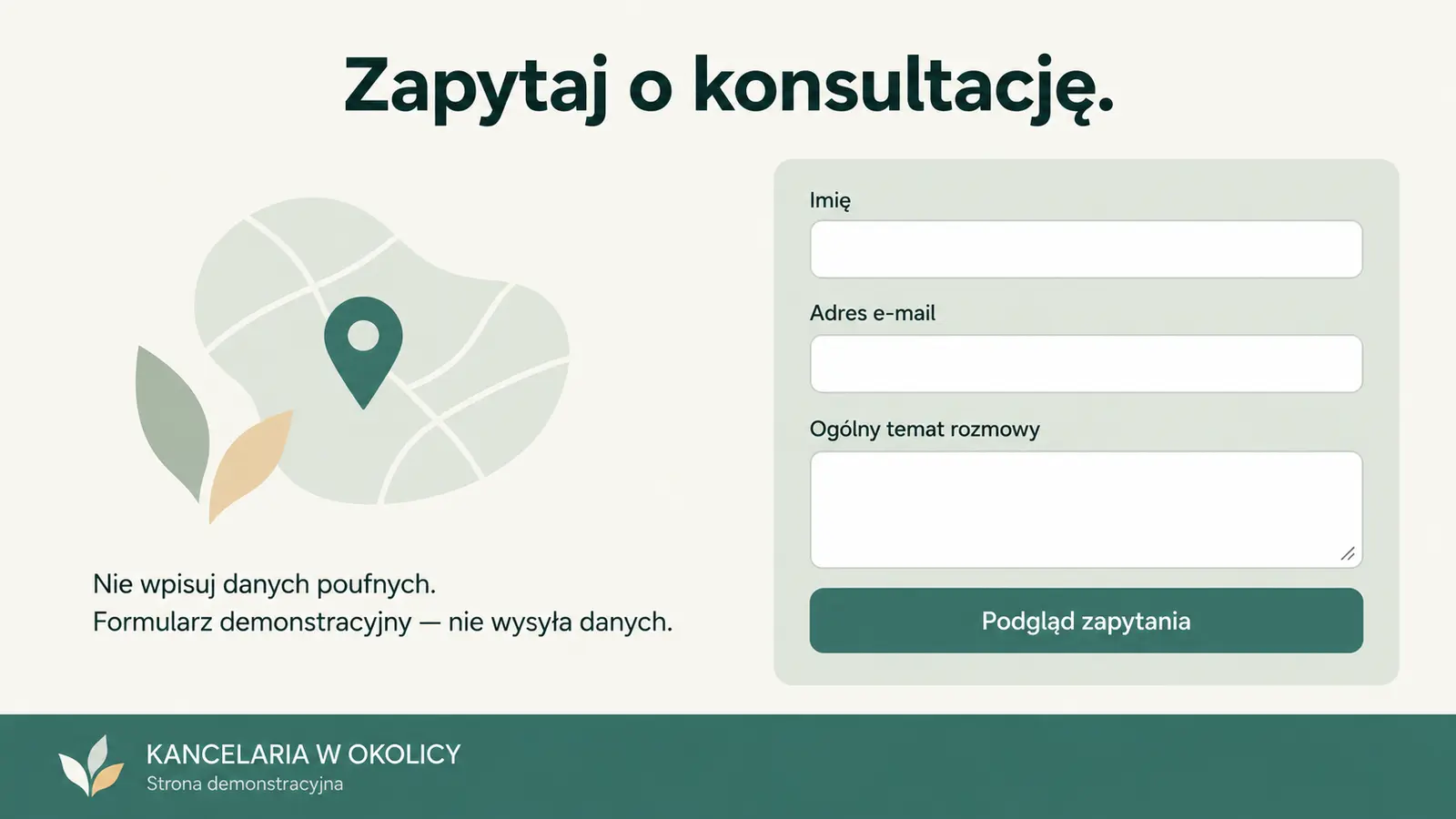 Projekt szablonu Lokalny dla kancelarii prawnej — sekcja Zapytanie lokalne