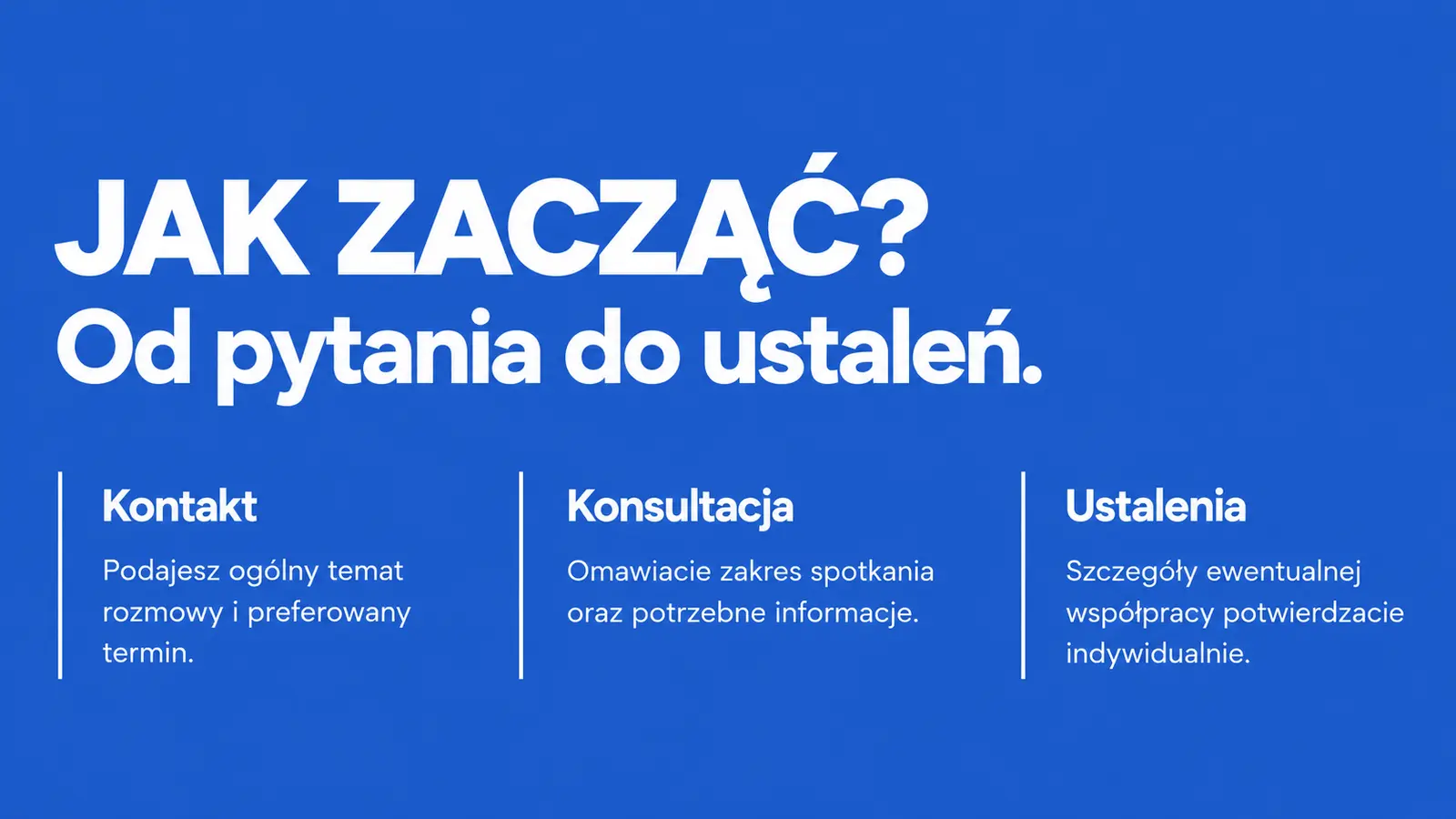 Projekt szablonu Nowoczesny dla kancelarii prawnej — sekcja Pierwszy kontakt
