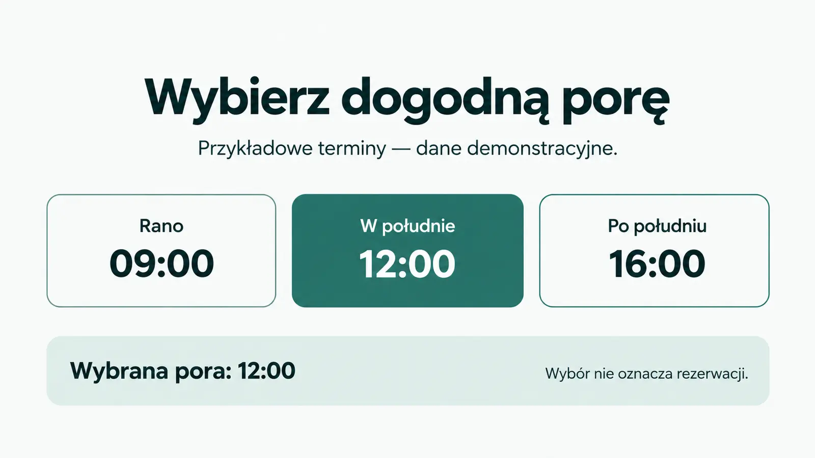 Projekt szablonu Rezerwacje dla kancelarii prawnej — sekcja Terminy