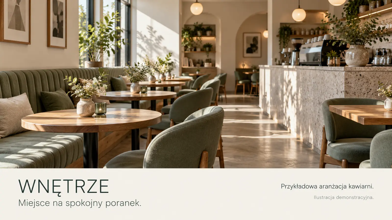 Projekt szablonu Galeria dla kawiarni — sekcja Galeria wnętrza