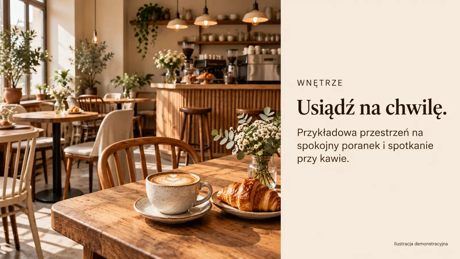 Projekt szablonu Klasyczny dla kawiarni — sekcja Wnętrze kawiarni