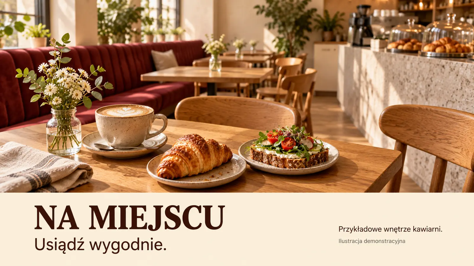 Projekt szablonu Menu dla kawiarni — sekcja Stolik w kawiarni
